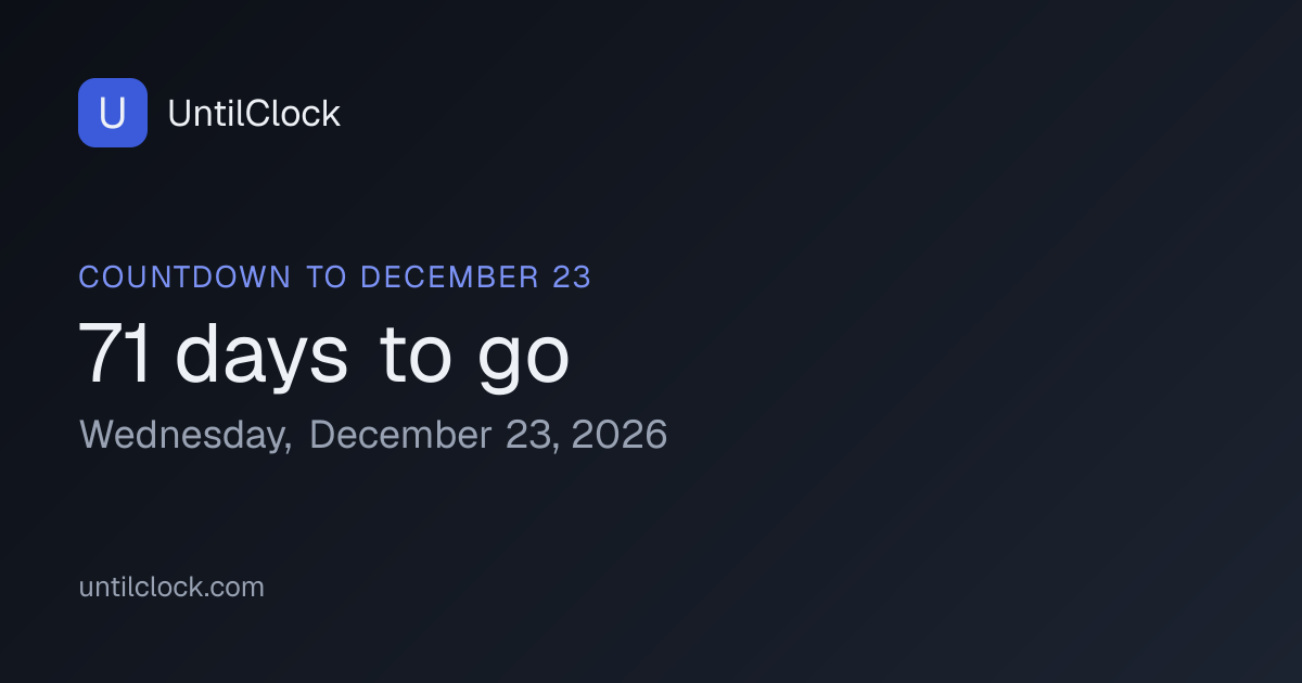 How Many Days Until December 23? Countdown | UntilClock